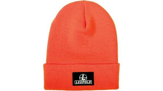Leupold Reticle Beanie in orange with black and white logo